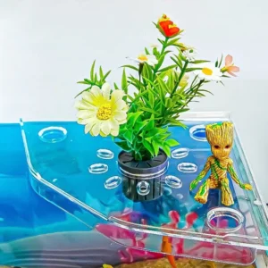 CHONGDATIAO Acrylic Punch free Aquarium Corner Organizer Storage Rack Basking Platform for Fish Turtle Plant Feed Storage