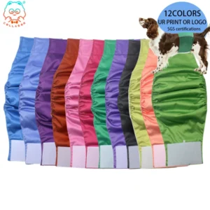 COLLABOR 12 Colors Factory New Arrival Reusable Puppy Diaper Washable Pet Cloth Diapers Male in Bulk Dog Cloth Diaper
