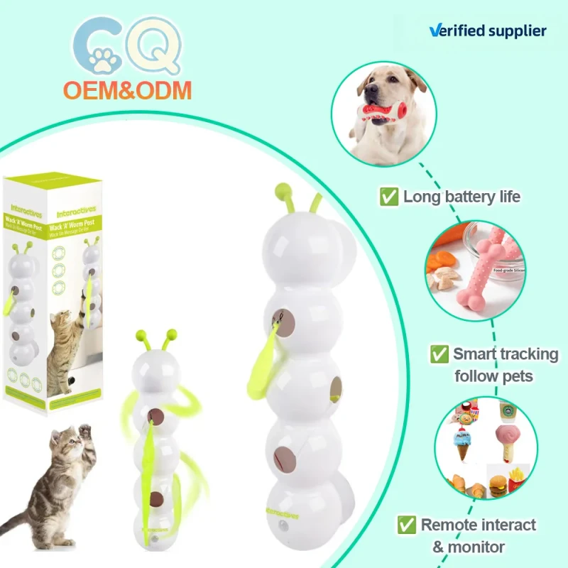 C&Q OEM China Classic Bamboo Elastic Cat Teaser Mouse Tail Dog Smart Training Automatic Interactive Movement Pet Toys