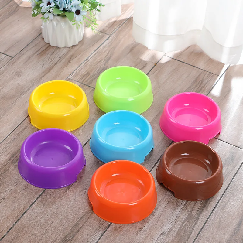 Candy Color Small Plastic Pet Single Bowl Cat Bowl Dog Food Set Single Bowl Pet Supplies Selected Color
