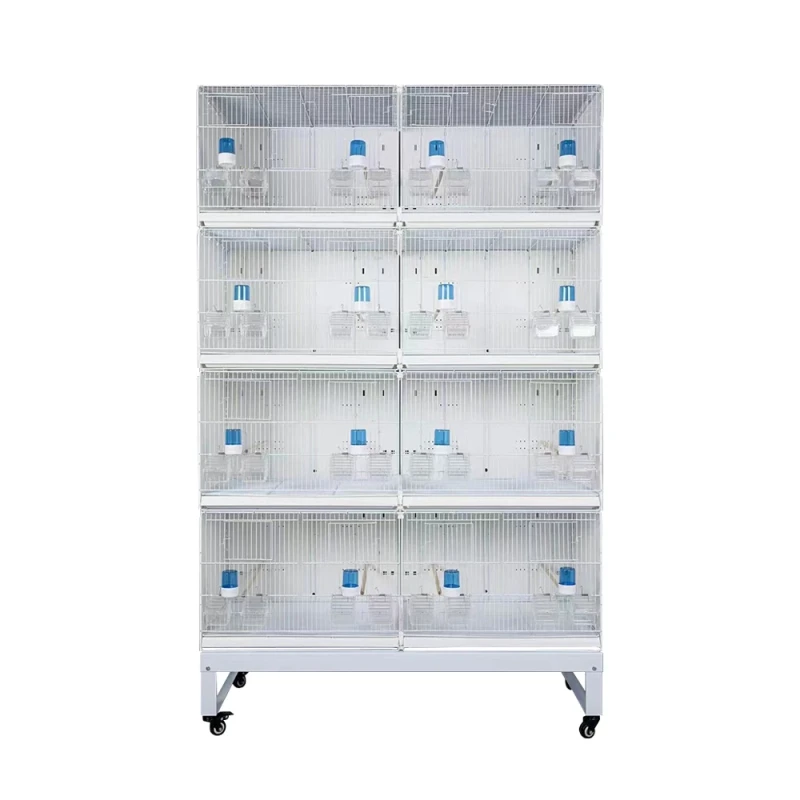 Carton Package 4 Layer Stackable Collapsible White Wire Canary Breeding Cages Handmade Bird Cage with Drinker Box