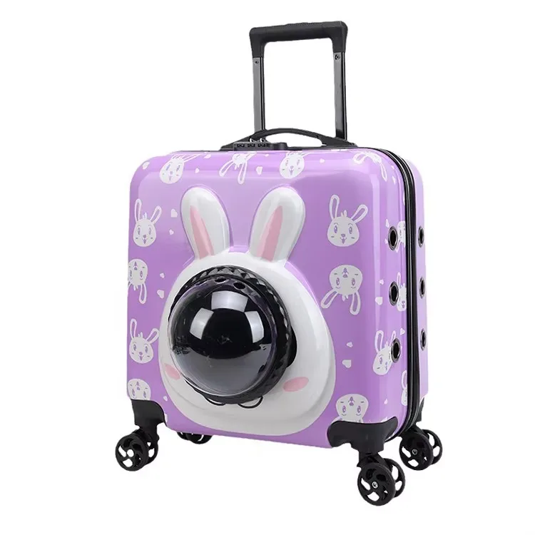 Cartoon 18 inch Pet Trolley Bag Acrylic Mochila Cat Stroller Trolley for Strolling Camping Travelling