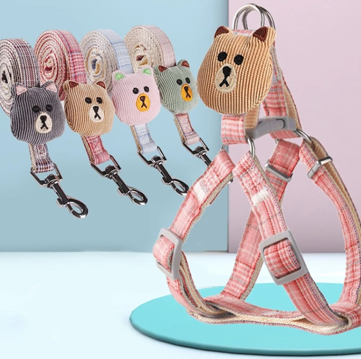 Cartoon Bear Doll Pet Harness Leash Set Adjustable Sizes for Small Dog Cat Cute Lovely Pet Cat Dogs Supply