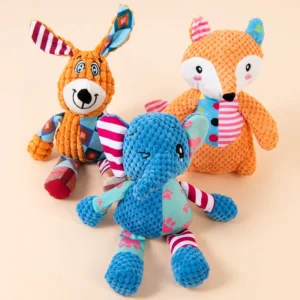 Cartoon Cute Eco Friendly Dog Plush Toy Bite Resistant Squeak Sound Doll Pet Squeak Toy