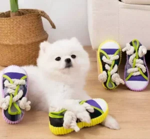 Cartoon Dog Squeak Toys with Sounding Feature Canvas Cotton Rope Material for Biting and Boredom Relief