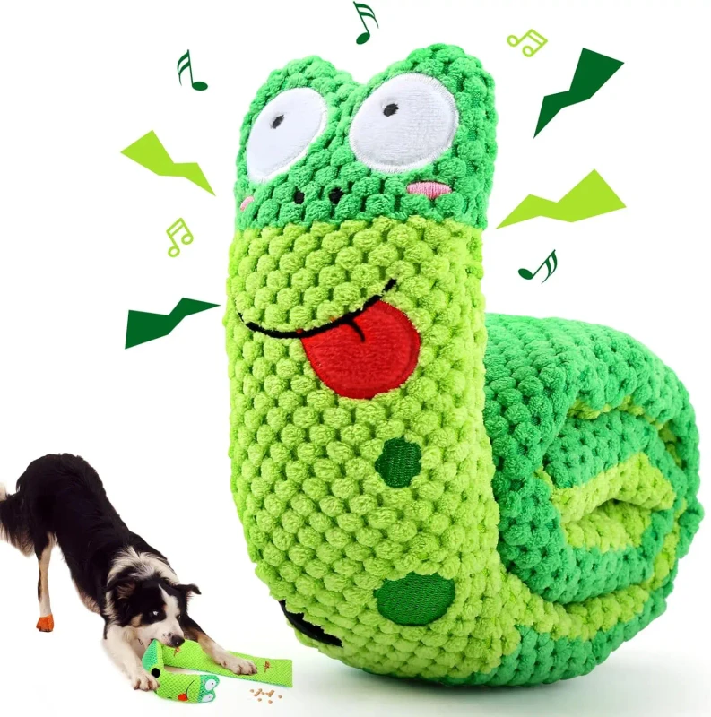 Cartoon Interactive Snuffle Velvet Plush Foldable Snail Treat Puzzle Squeaky Durable Teeth Cleaning Machine Washable Toy