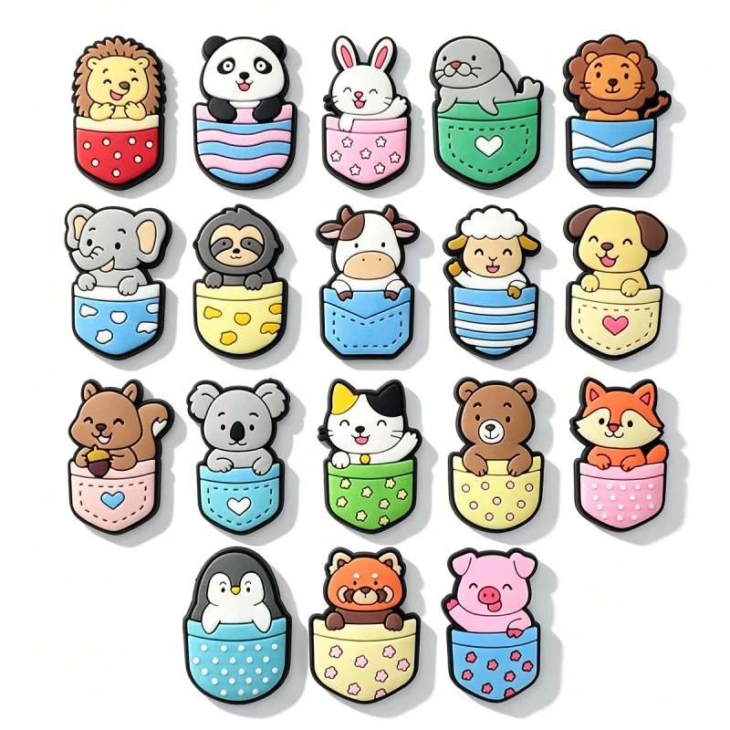Cartoon Lion Panda Rabbit Elephant Soft PVC Shoes Pins DIY Clog Decor Charms Accessories Pocket Little Animals Shoe Charms