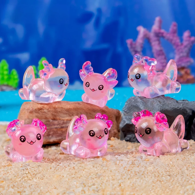 Cartoon Miniature Figurines Cute Resin Multi Color Axolotl Fish Multi Animal for Fish Tank Aquarium Decor