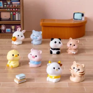 Cartoon Miniature Toy Mini Bear Pig Tiger Rabbit Duck Cow Cat Dog Figurines Micro Landscape Animal Figure Desktop Car Decor