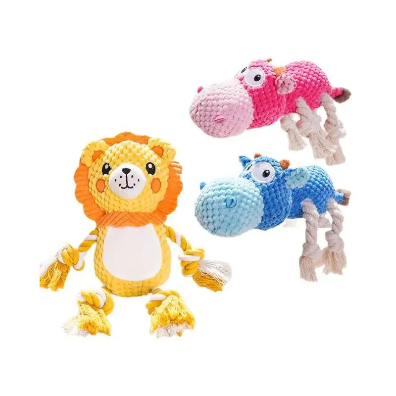 Cartoon Rope Pet Squeaky Dog Chew Toy Exercise Bruxism Relief Interactive Doll