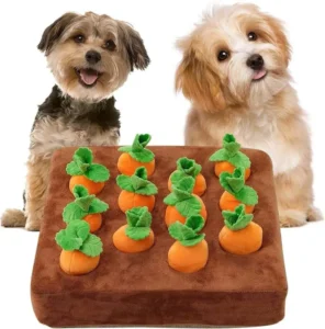 Cartoon Style Snuffle Mat Felt Pet Puzzle Toys for Dogs Carrot Pulling Chew Toy Plush Foraging Mat Interactive Nose Work