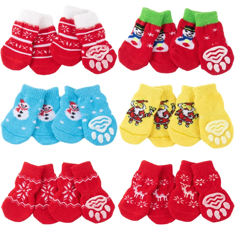 Cartoon Warm Puppy Dog Socks Knitted Christmas Pet Cat Dog Socks