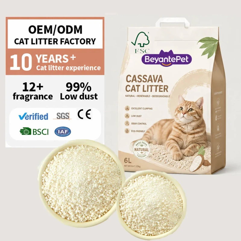 Cassava Cat Litter Corn Biodegradable Natural Sand Eco Friendly Tapioca Flour Starch Dust Free Fast Clumping 4kg