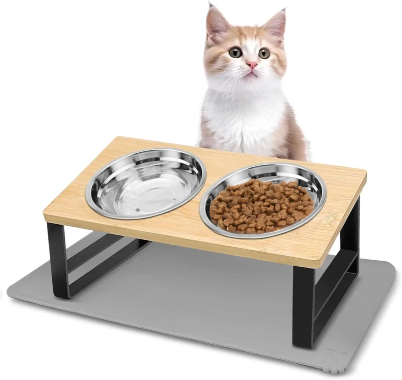 Cat Bowl Silicone Stand 15 Degree Inclined Pet Dog Bowl Feeder Feeding Station