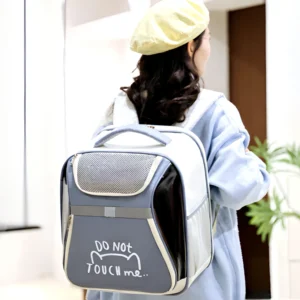 Cat Carrier Pet Bag Portable Foldable Oxford Material All Seasons Dual Carrying Options Handheld Backpack No Closure