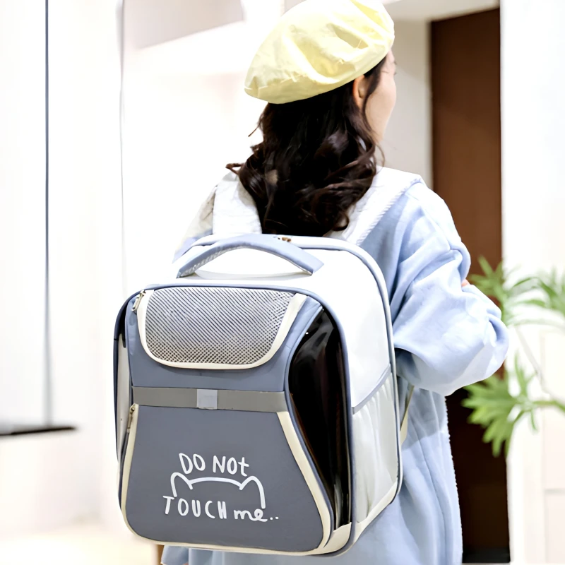 Cat Carrier Pet Bag Portable Foldable Oxford Material All Seasons Dual Carrying Options Handheld Backpack No Closure
