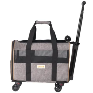 Cat Carrier with Wheels Airline Approved Rolling Pet Carrier with Telescopic Handle Dog Carrier with Wheels