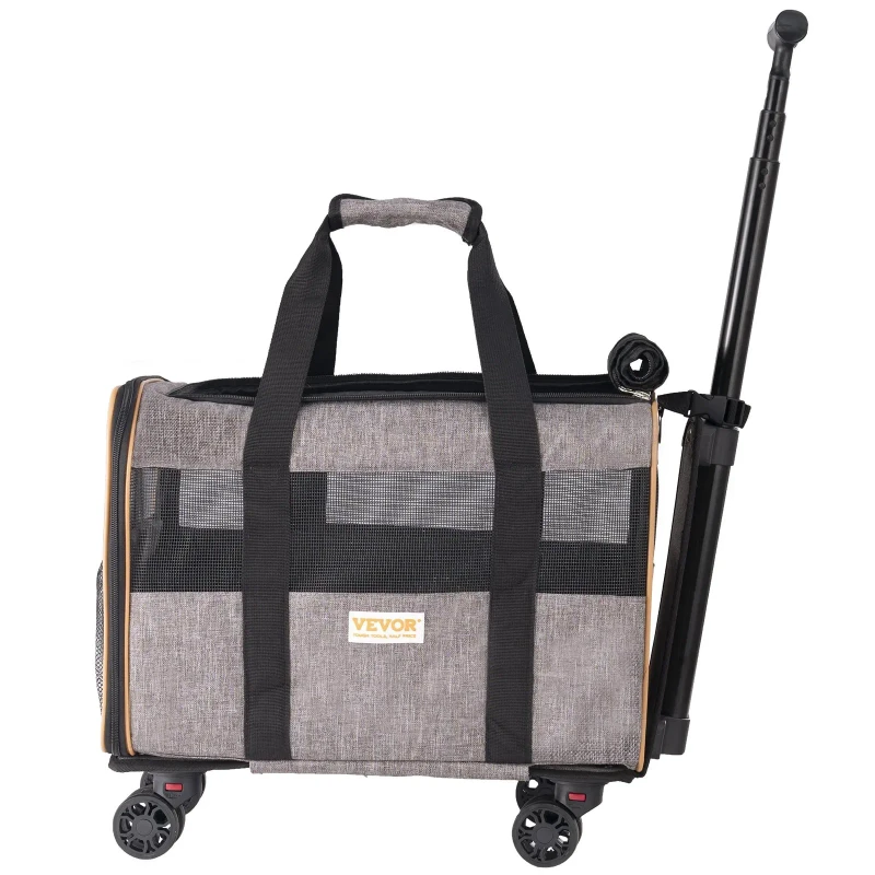 Cat Carrier with Wheels Airline Approved Rolling Pet Carrier with Telescopic Handle Dog Carrier with Wheels