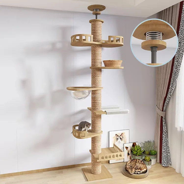 Cat Ceiling Tree Tower Large Cats Condo Tree Play Furniture Scratcher Cat Climbing Frame Tree