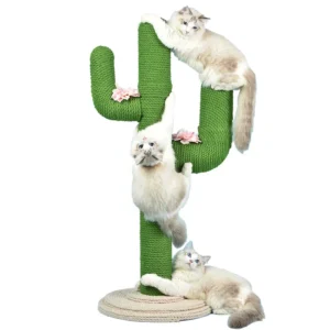 Cat Climbing Frame Cat Scratcher Small Cat Tree and Tower Full Wrapped Cactus Safe Scratching Post for Kitten