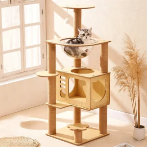 Cat Climbing Tree Customized Large Size Wooden Pet Scratcher House Cat Climbing Frame Tower Condo Cat Tree