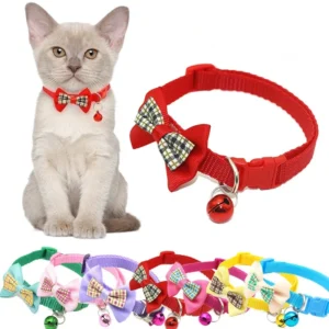 Cat Collar 7 Colors Adjustable Breakaway Nylon Pet Collars With Cute Bow Tie and Bell Cat Safe Necklace Cat Collars