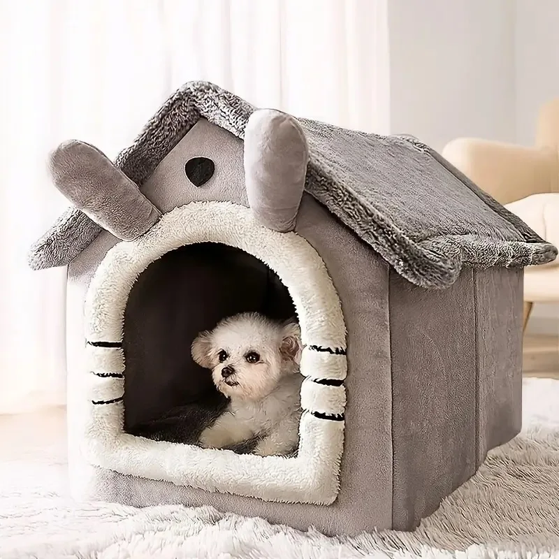 Cat Dog Bed Long Eared House Shape Four Season Universal Small Teddy Detachable Washable Pet Bed