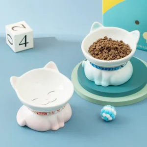 Cat Dog Food Feeder Bowl Manufacturer Supplier Pet Bowls with Non slip Sticker Base Ceramic Stylish Rounded