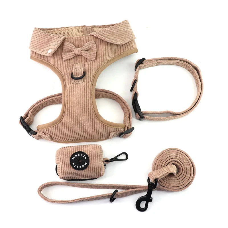 Cat Dog Leash Set Corduroy Mesh Solid Dog Harness Outdoor Pet Supplies