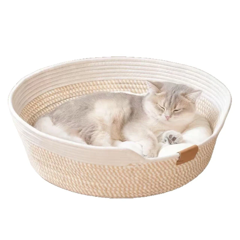 Cat Dog Pet Bed Cat House Bed Sofa Bed Pet Cotton Rope Basket with Hanging Handle Eco friendly Pet Soft Basket Customizable Size