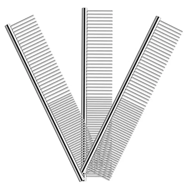 Cat Dog Pet Professional Grooming Tool Pet Comb with Rounded and Smooth Ends Stainless Steel Teeth