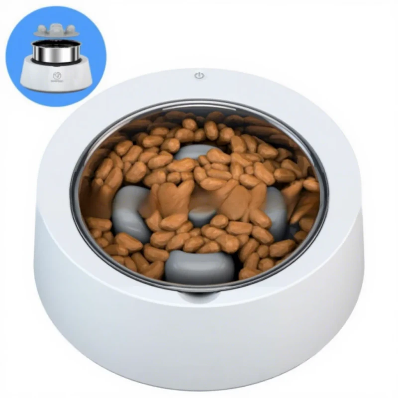 Cat & Dog Portable Anti Choking Slow Feeding Intelligent Solid Pattern Pet Weighing Feeder Bowl Anti Overturning ABS Material