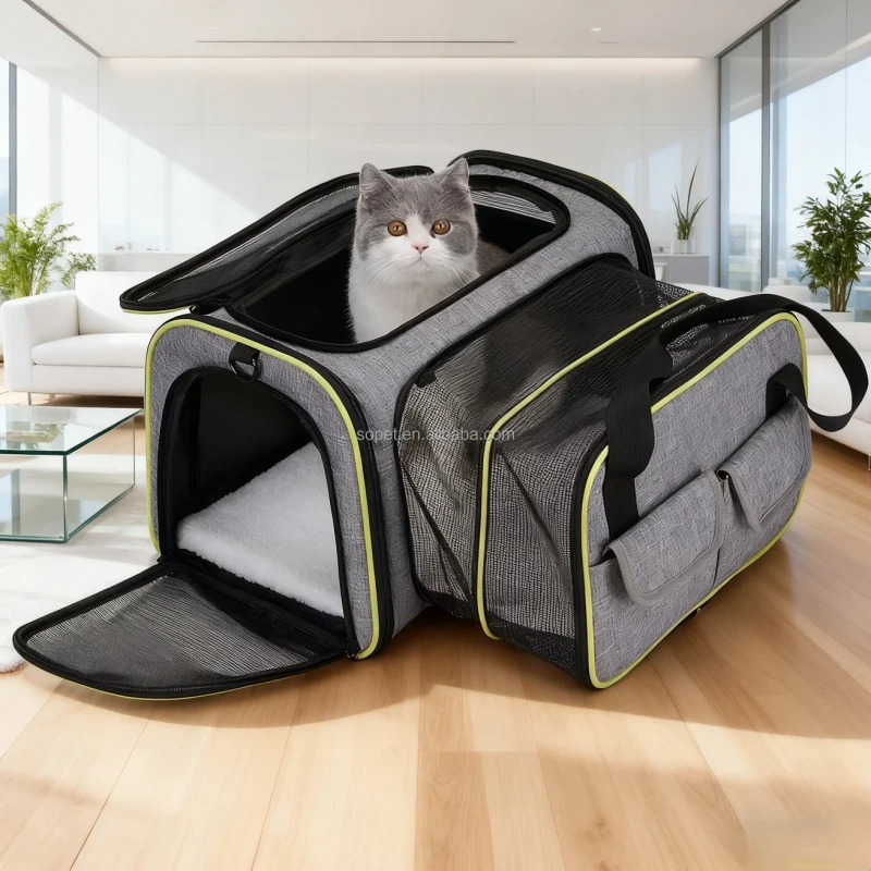 Cat Dog Side Expandable Transport Carrier Bag Pet Cages Carriers Pet Travel Carrier Dog Cat Travel Tote Pet Handbag