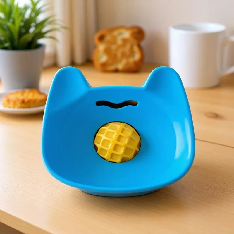 Cat Dog Slow Feeder Lick Bowl with Interactive Ball Non-Slip Anxiety Relief Pet Licking Toy for Small Animals