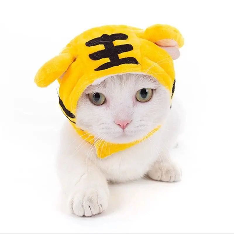 Cat Headgear Dog Tiger Headdress Cat Hat Small Dog Animal Embroidered Polyester Durable Pet Toy