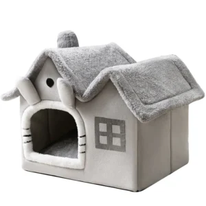 Cat House Indoor Plush Pet Bed Small Dog Kennel with Detachable Washable Dog Beds