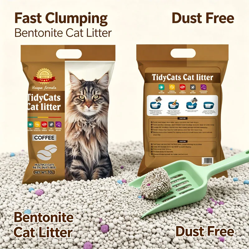 Cat Litter Factory Odor Control Coffee 99% Dust Free Highly Adsorbent Crushed Bentonite Cat Litter Arena Para Gatos