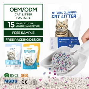 Cat Sand Bentonite Cat Litter Manufacturer OEM ODM Strong Absorption Quickly Clumping Ball Shape Cat Litter