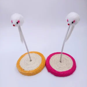 Cat Scratch Board Wool Vertical Non Dandruff Pet Scratching Board Featuring Sisal Spring Disc Toy Mouse Seat Cat Play