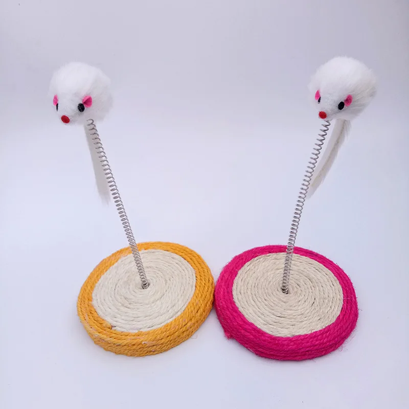 Cat Scratch Board Wool Vertical Non Dandruff Pet Scratching Board Featuring Sisal Spring Disc Toy Mouse Seat Cat Play