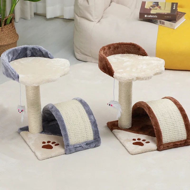 Cat Scratcher Sisal Arched Bridge Cat Tree Swing Mouse Strong Scratching Pillar