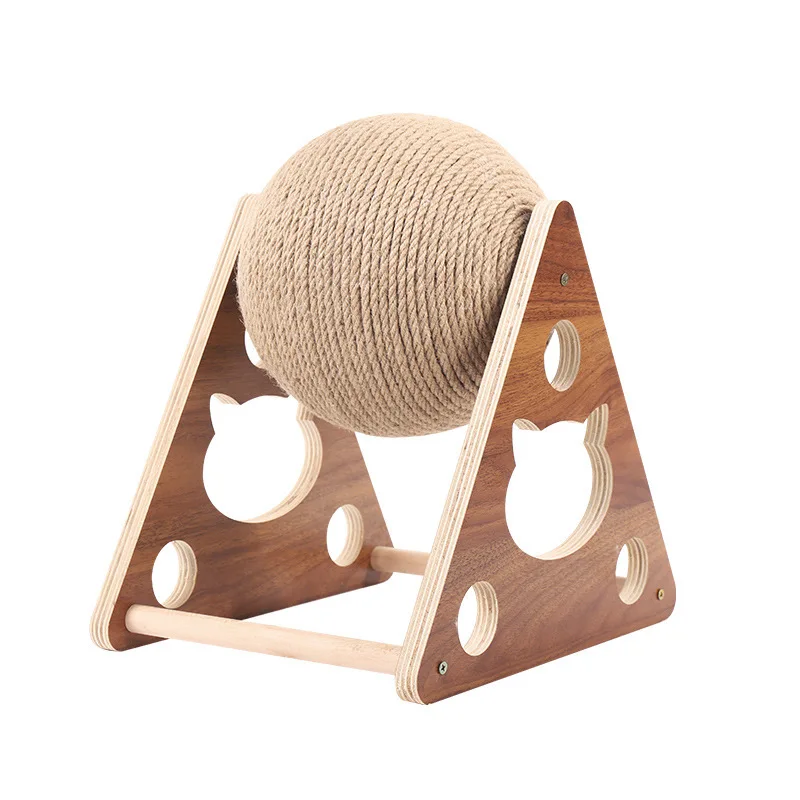 Cat Scratching Board Vertical Wood Sisal Ball Eco Friendly Modern Cat Toy Indoor Use Living Room 30cm Height Scratch Resistant