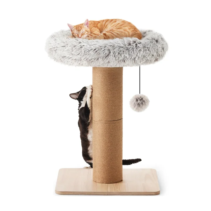 Cat Scratching Post 28 Inch Tall with Cat Three Perch with Bed for Indoor Adult Cats