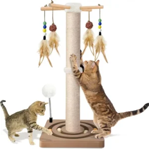 Cat Scratching Post Sisal Interactive Furniture Toys for Indoor Cats Adults 2 Mounting Methods Scratcher Tree Tower