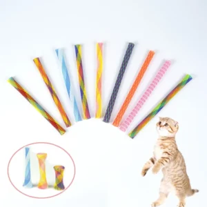 Cat Spring Toy Flexible Retractable Funny Stick Colorful Kitten Tube Interactive Chew Toy Pet Supplies Random Color