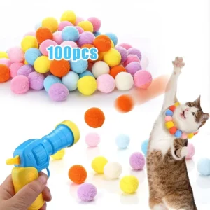 Cat Toy Gun Interactive Tool Pet Supplies Cat Plush Toy Mini Launcher Shooting Gun Games Stretch Plush Ball Toys