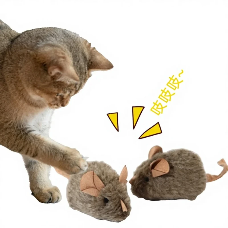 Cat Toy Simulation Squeaking Mouse Smart Induction Sound Plush Little Self Amusement Boredom Relief Soothe Cat Teaser Pet Toy