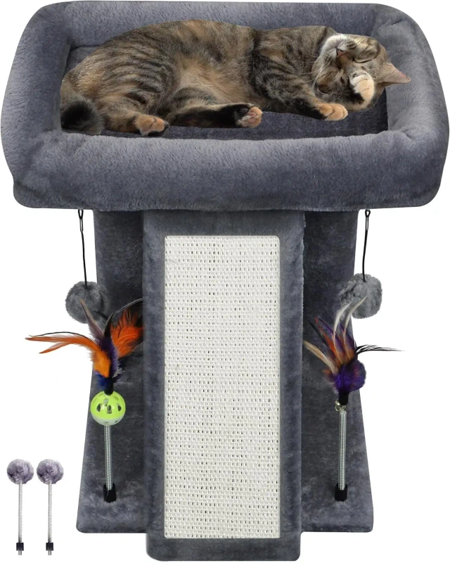 Cat Trees and Scratcher Grey Cat Tree Tower Condo for Kitties Multi-Level with Wide Base Plush Sisal Posts