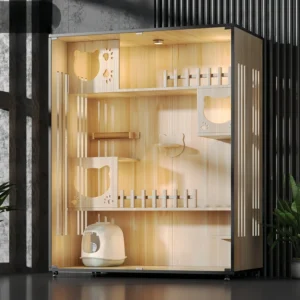 Cat Villa Hotel Wooden Display Cage Wooden Pet Cat House Furniture Indoor Use
