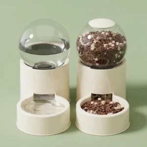 Cat Water Dispenser and Food Feeder Semi Automatic Cat Bowl Plastic Food Storage Bucket for Indoor Use
